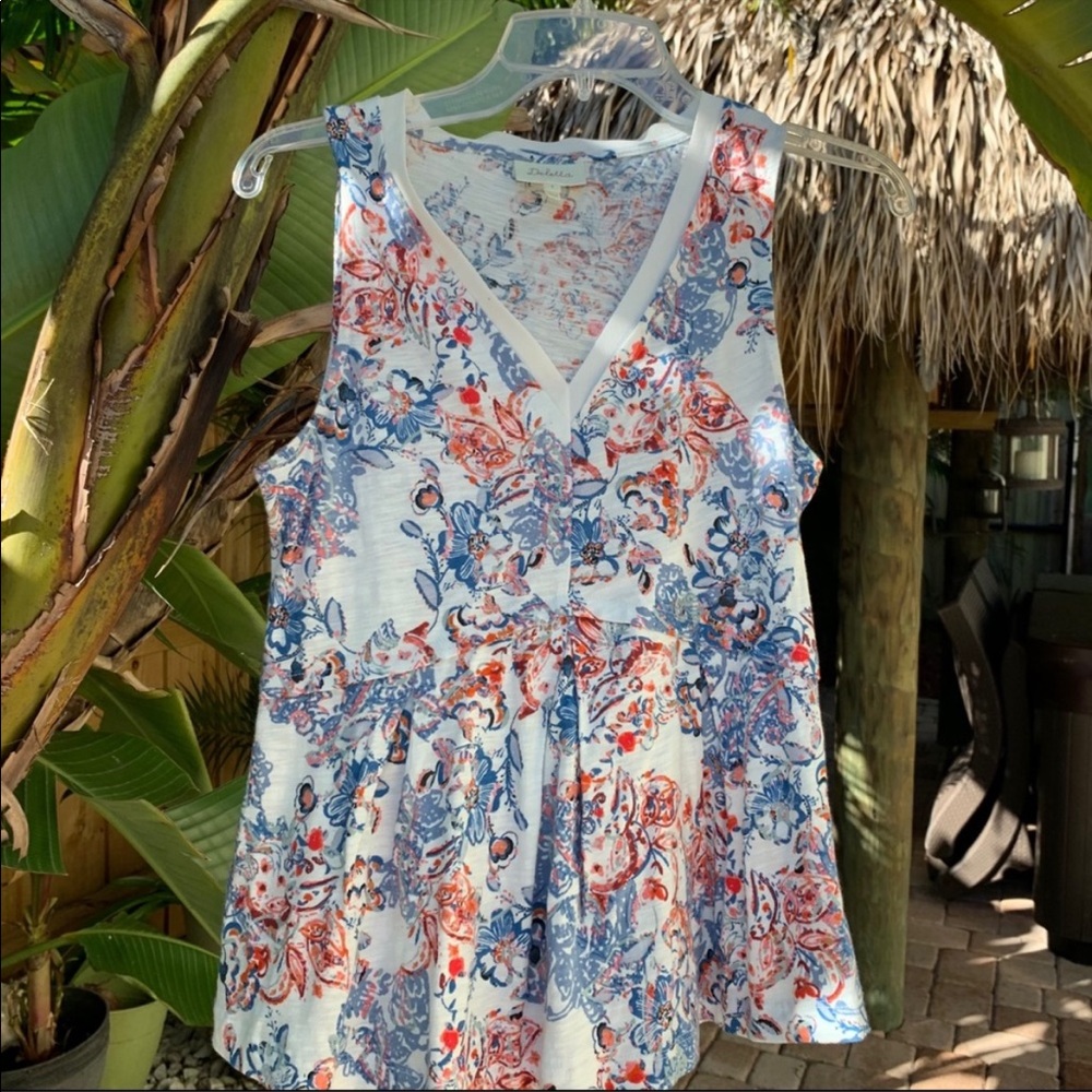 Anthropologie Deletta Amalia Tank Womens Size Small Floral V-Neck Sleeveless Top